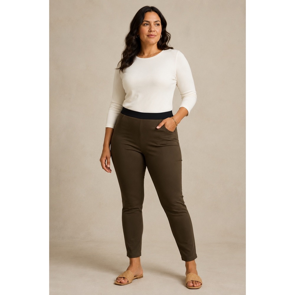 Talbots Soho Ankle Pants Womens 18 Olive Green High Waist Skinny Leg NWT
